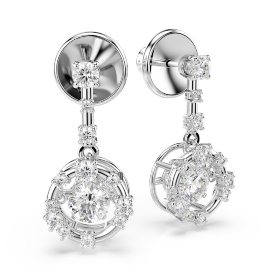 Resim Constella damla küpeler, Yuvarlak kesim, Dancing stone, Beyaz, Rodyum kaplama