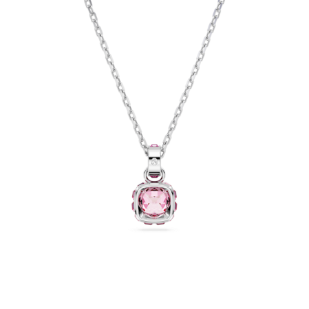 Resim Birthstone Kolye, Kare kesim, Ekim, Pembe, Rodyum kaplama