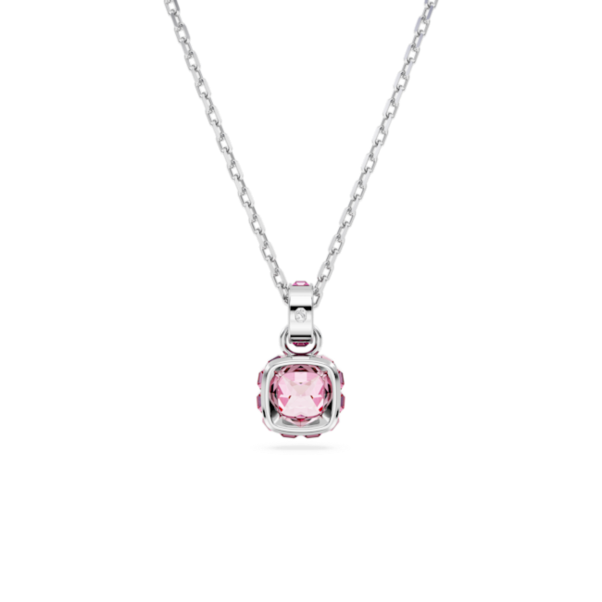 Resim Birthstone Kolye, Kare kesim, Ekim, Pembe, Rodyum kaplama