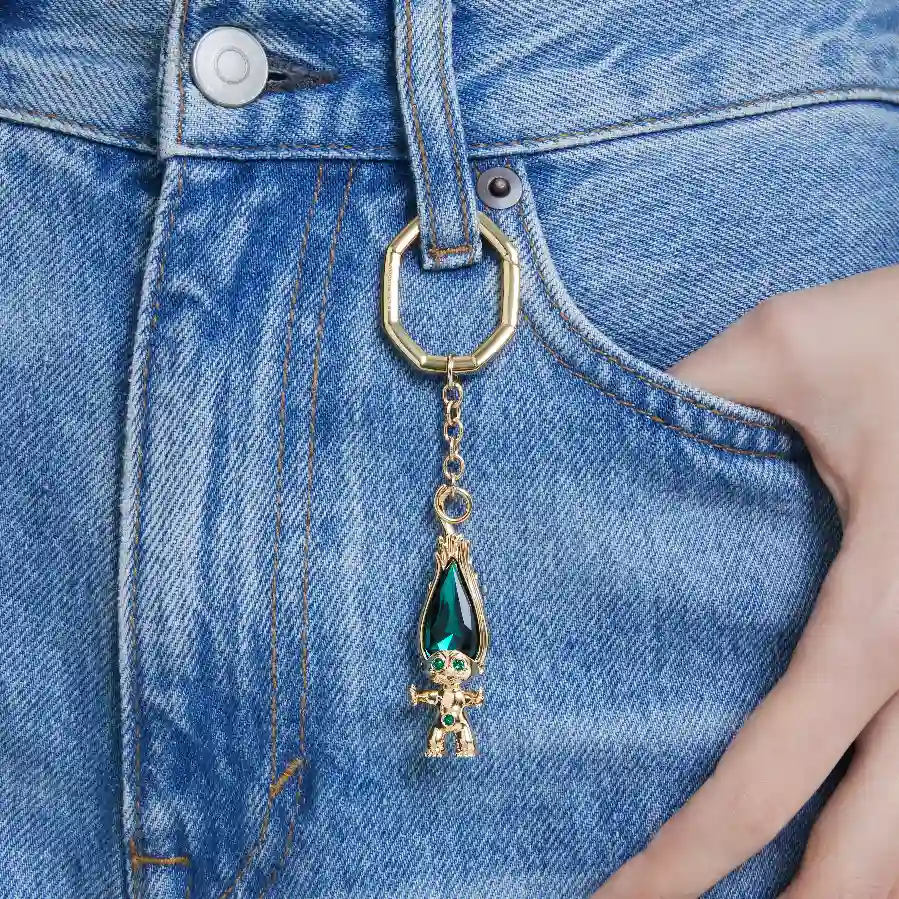 Resim Good Luck Trolls Anahtarlık, Troll, Yeşil, Altın rengi kaplama