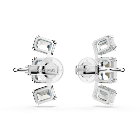 Resim Millenia Klipsli Küpeler, Sekizgen kesim, Beyaz, Rodyum kaplama