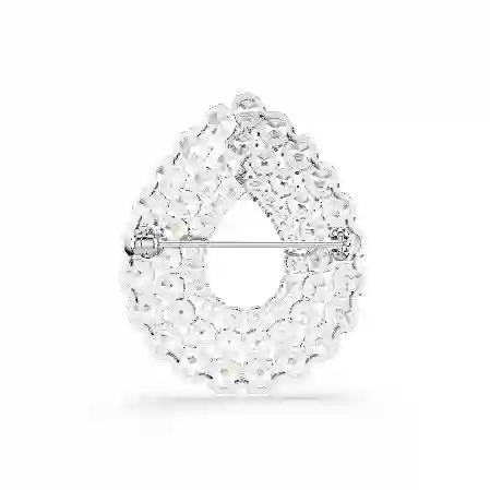 Resim Matrix Broş, Yuvarlak kesim, Beyaz, Rodyum kaplama