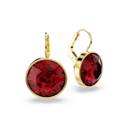 Resim Bella damla küpeler, Yuvarlak kesim, Kırmızı, Altın rengi kaplama