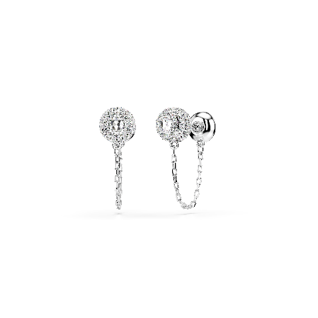 Resim Una Angelic damla küpeler, Yuvarlak kesim, Beyaz, Rodyum kaplama