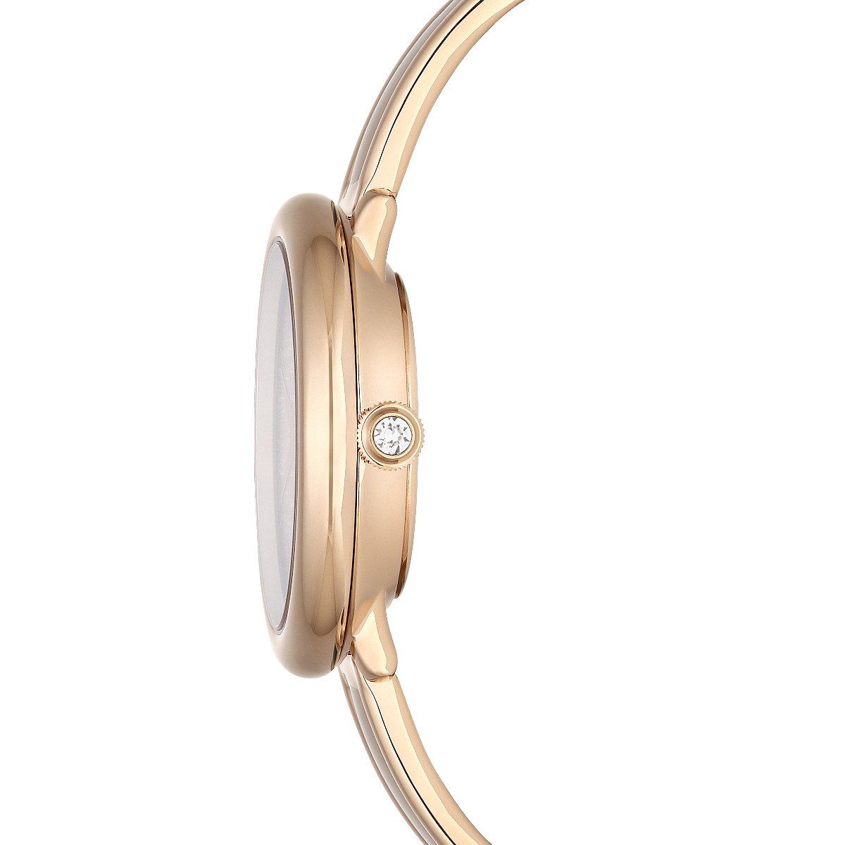 Resim Crystalline Bangle Saat, İsviçre Üretimi, Metal bileklik, Bej, Pembe altın rengi yüzey