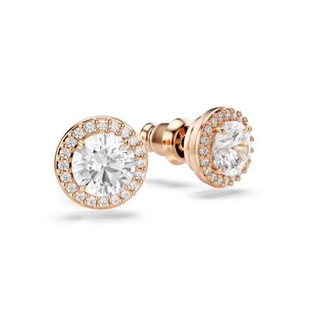 Resim Constella düğme Küpeler, Yuvarlak kesim, Pavé, Beyaz, Pembe altın rengi kaplama