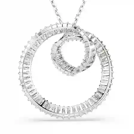 Resim Matrix Kolye, Baget kesim, Beyaz, Rodyum kaplama