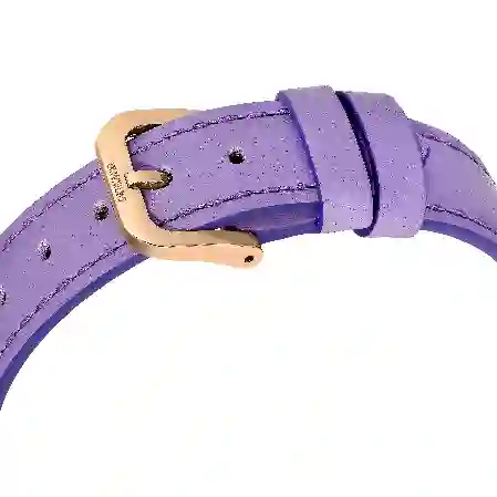 Resim Crystalline lustre Saat, İsviçre Üretimi, Deri kayış, Mor, Pembe altın rengi yüzey