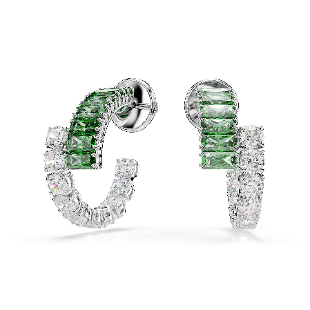 Resim Matrix halka küpeler, Karışık kesimler, Yeşil, Rodyum kaplama