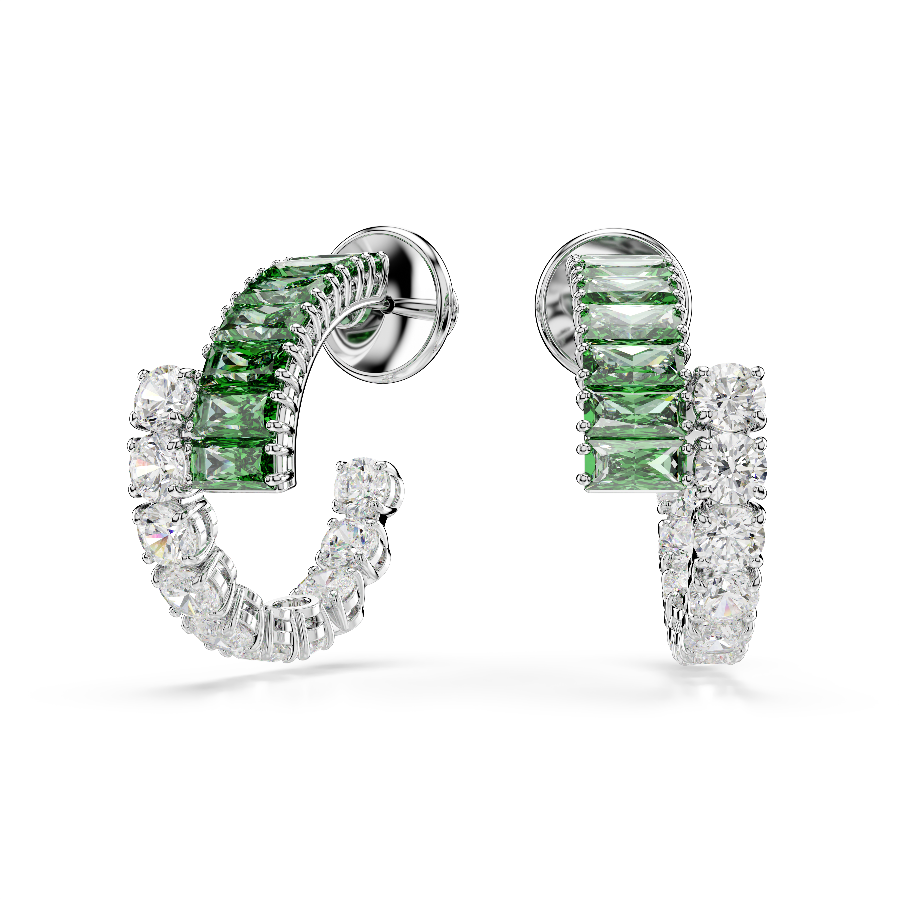 Resim Matrix halka küpeler, Karışık kesimler, Yeşil, Rodyum kaplama