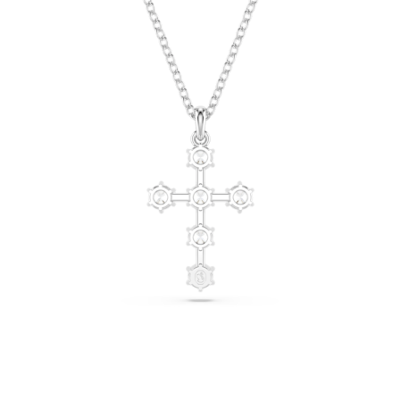 Resim Insigne Kolye, Yuvarlak kesim, Haç, Beyaz, Rodyum kaplama