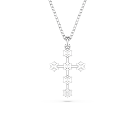 Resim Insigne Kolye, Yuvarlak kesim, Haç, Beyaz, Rodyum kaplama