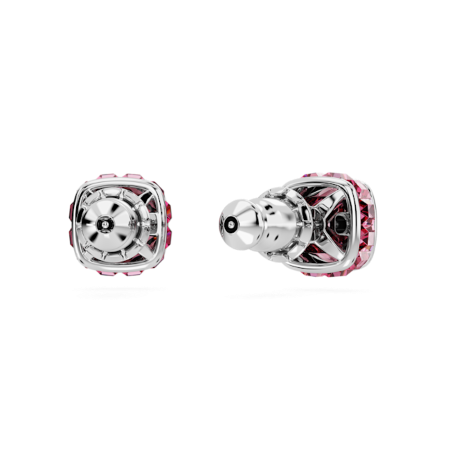 Resim Birthstone düğme Küpeler, Kare kesim, Ekim, Pembe, Rodyum kaplama
