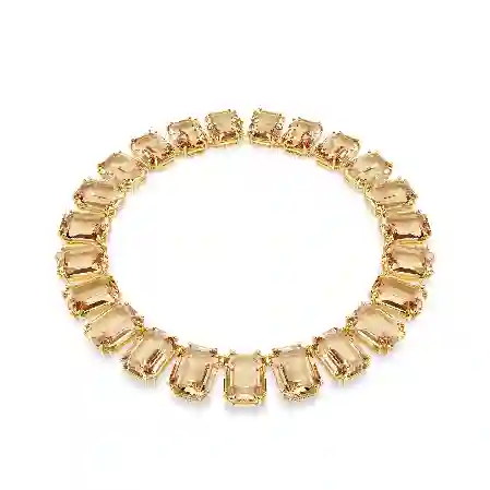 Resim Millenia Tennis kolye, Büyük kristaller, Sekizgen kesim, Caramel, Altın rengi kaplama