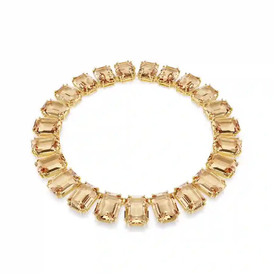 Resim Millenia Tennis kolye, Büyük kristaller, Sekizgen kesim, Caramel, Altın rengi kaplama