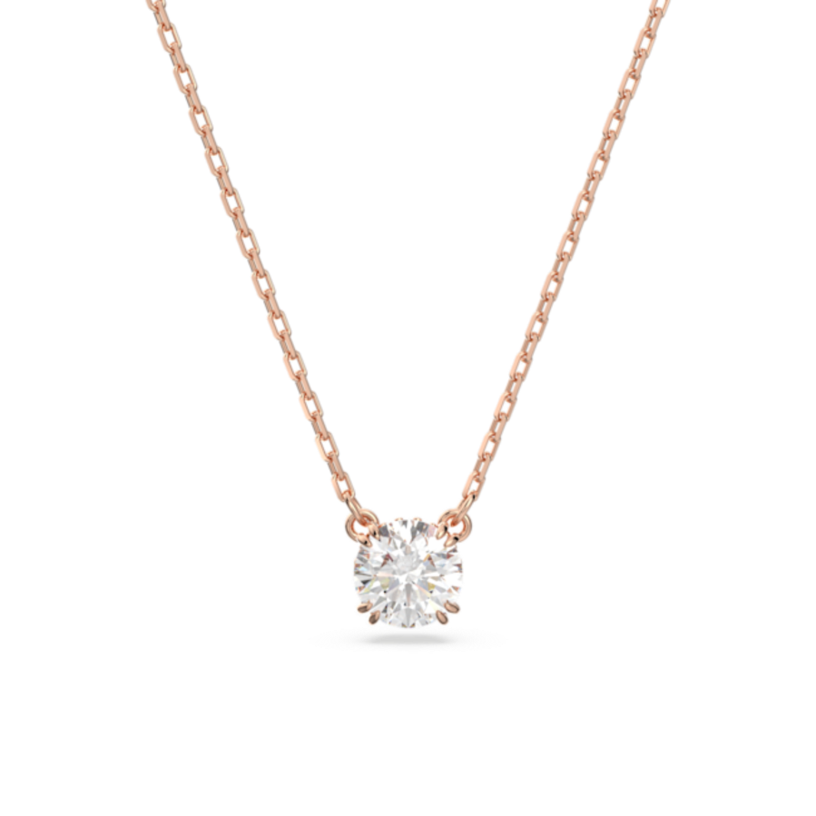 Resim Constella Kolye, Yuvarlak kesim, Beyaz, Pembe altın rengi kaplama