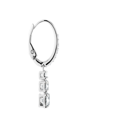 Resim Attract Trilogy halka küpeler, Yuvarlak kesim, Beyaz, Rodyum kaplama