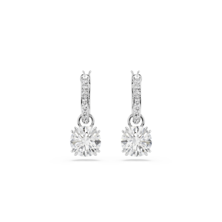 Resim Constella damla küpeler, Yuvarlak kesim, Beyaz, Rodyum kaplama