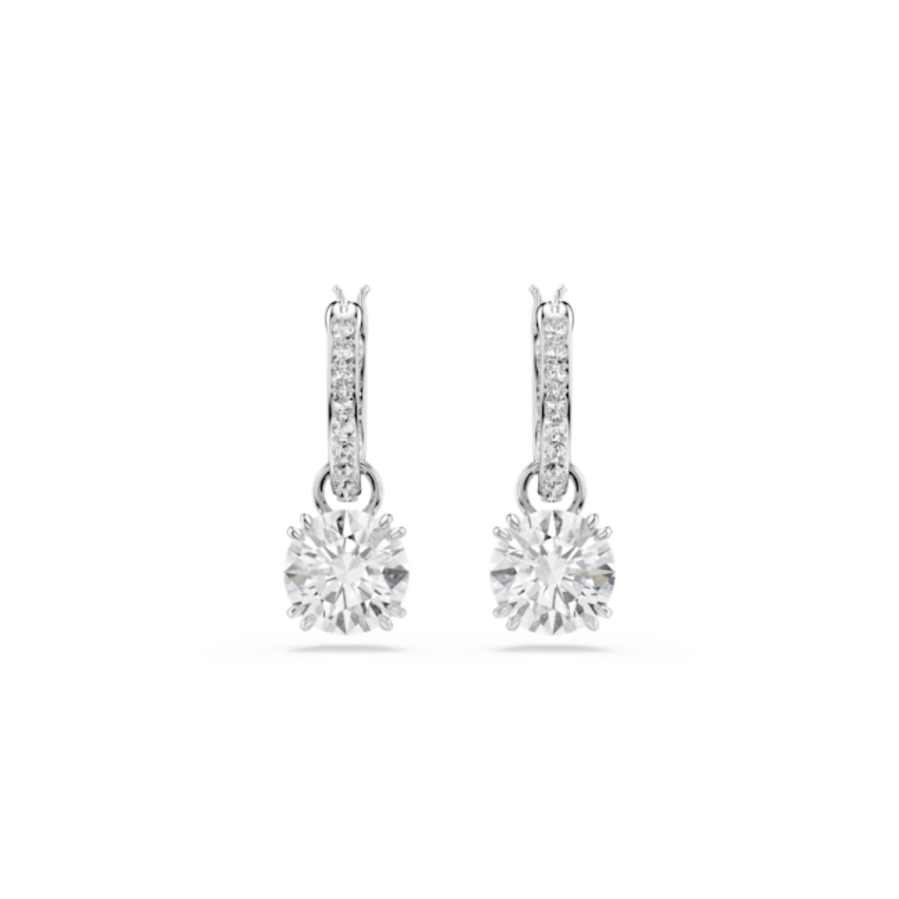 Resim Constella damla küpeler, Yuvarlak kesim, Beyaz, Rodyum kaplama