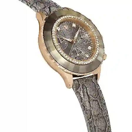 Resim Octea Chrono Saat, İsviçre Üretimi, Deri kayış, Gri, Pembe altın rengi yüzey