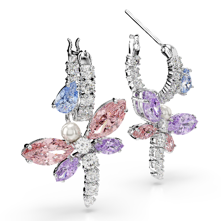 Resim Ariana Grande x Swarovski damla küpeler, Karışık kesimler, Yusufçuk, Çok renkli, Rodyum kaplama