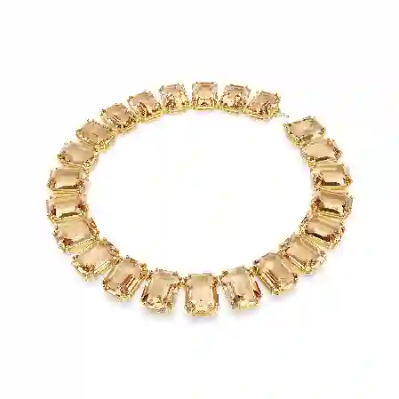 Resim Millenia Tennis kolye, Büyük kristaller, Sekizgen kesim, Caramel, Altın rengi kaplama