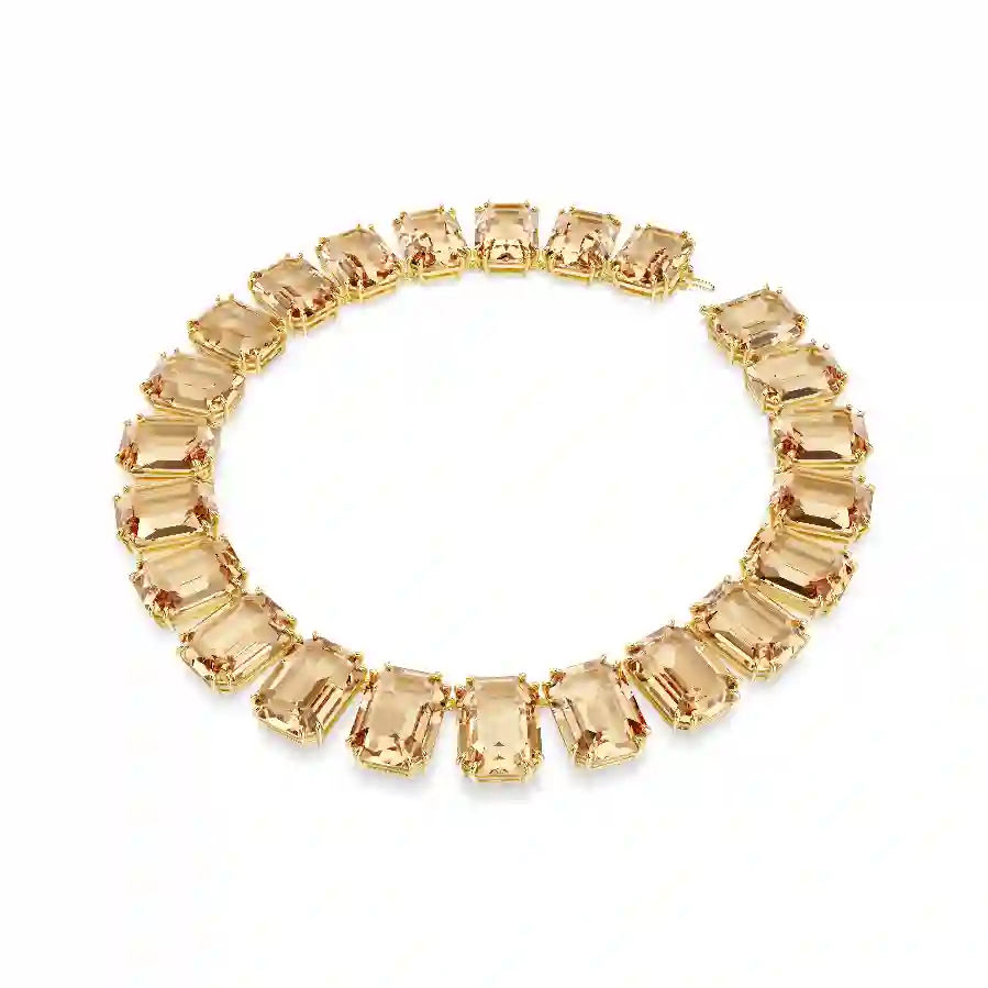 Resim Millenia Tennis kolye, Büyük kristaller, Sekizgen kesim, Caramel, Altın rengi kaplama