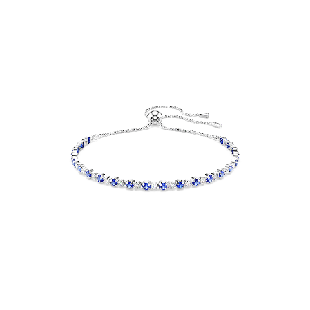 Resim Matrix Tennis bileklik, Karışık yuvarlak kesimler, Mavi, Rodyum kaplama