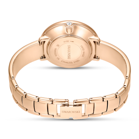 Resim Crystalline Bangle Saat, İsviçre Üretimi, Metal bileklik, Yeşil, Pembe altın rengi yüzey