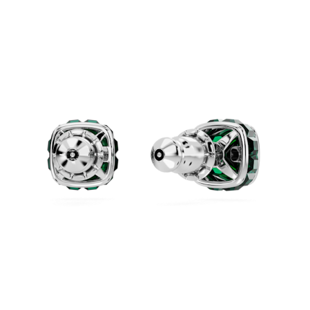 Resim Birthstone düğme Küpeler, Kare kesim, Mayıs, Yeşil, Rodyum kaplama