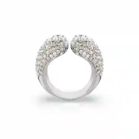 Resim Sublima Kokteyl Yüzüğü, Yuvarlak kesim, Beyaz, Rodyum kaplama