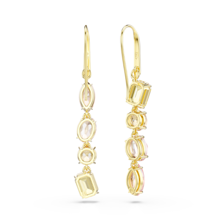 Resim Gema damla küpeler, Asimetrik tasarım, Karışık kesimler, Pembe, Altın rengi kaplama