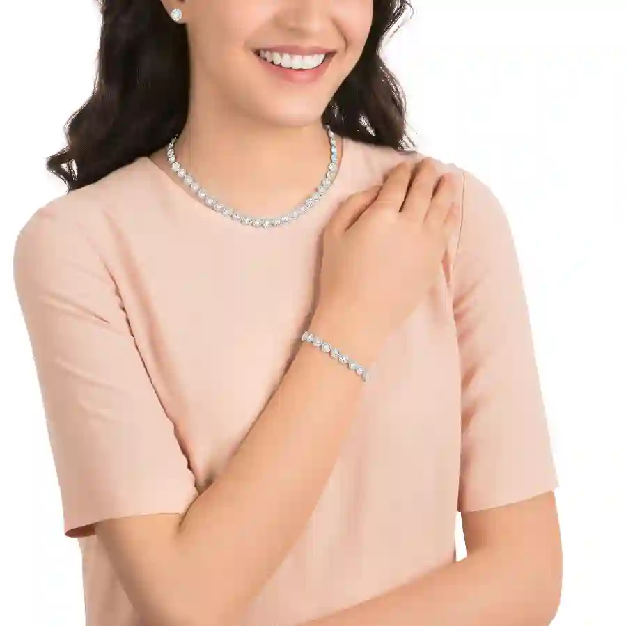 Resim Angelic Set, Yuvarlak kesim, Beyaz, Rodyum kaplama