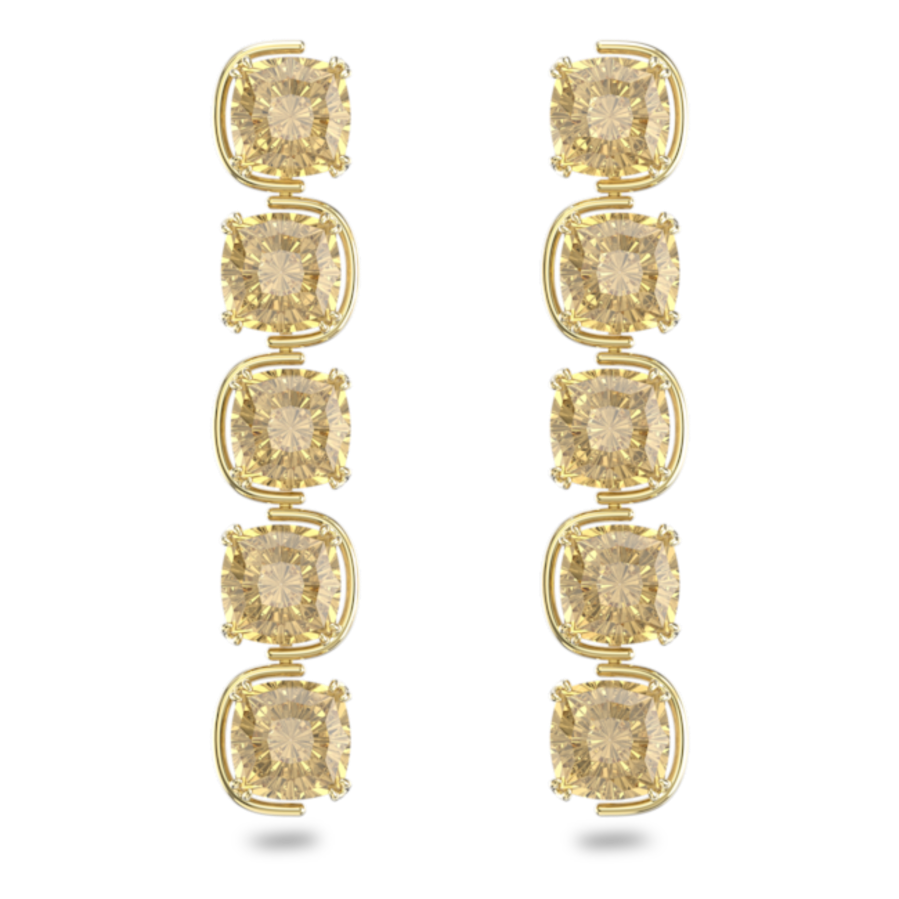 Resim Harmonia damla küpeler, Yastık kesim hareketli kristaller, Altın Rengi, Altın rengi kaplama