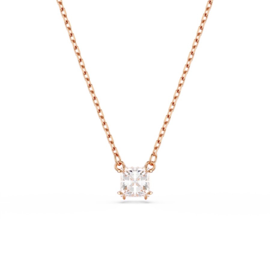 Resim Stilla Attract Kolye, Kare kesim, Beyaz, Pembe altın rengi kaplama