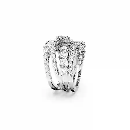 Resim Twist Wrap Yüzük, Karışık kesimler, Beyaz, Rodyum kaplama