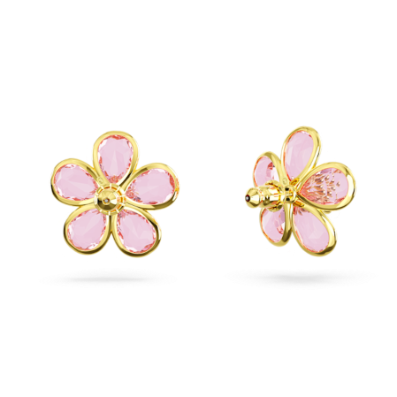 Resim Florere düğme Küpeler, Çiçek, Pembe, Altın rengi kaplama