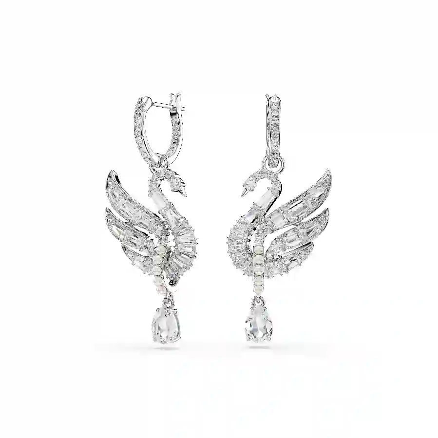 Resim Swan Vienna Küpeler, Kuğu, Beyaz, Rodyum kaplama