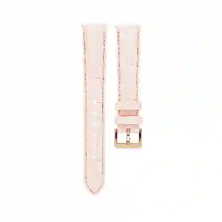 Resim Saat kordonu, 16mm. (0.63 inç) genişlik, Dikişli deri, Pembe, Pembe altın rengi yüzey