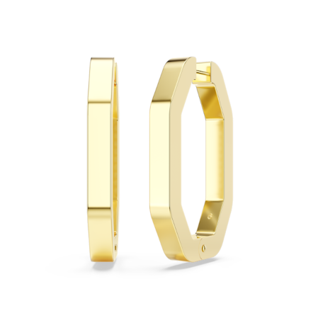 Resim Dextera halka küpeler, Sekizgen şekil, Büyük, Beyaz, Altın rengi kaplama