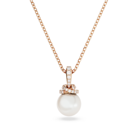 Resim Originally Kolye, Kristal inci, Beyaz, Pembe altın rengi kaplama