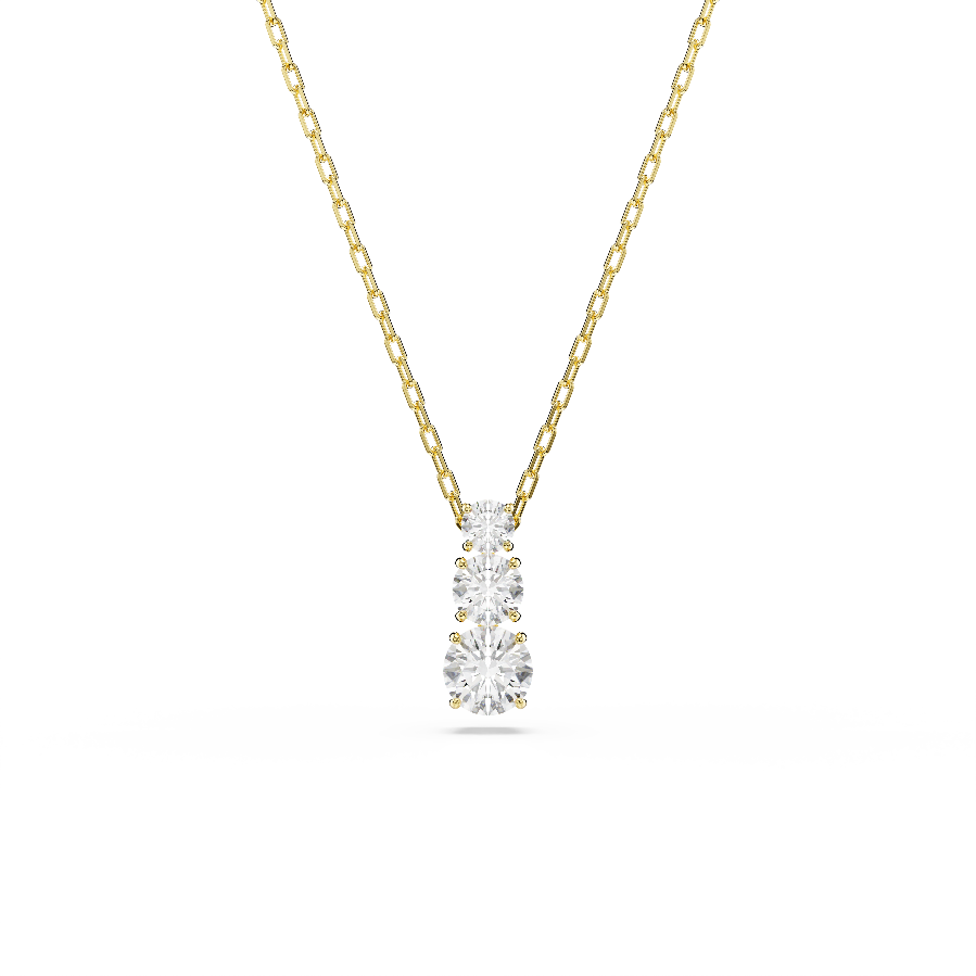 Resim Stilla Attract Kolye, Yuvarlak kesim, Beyaz, Altın rengi kaplama