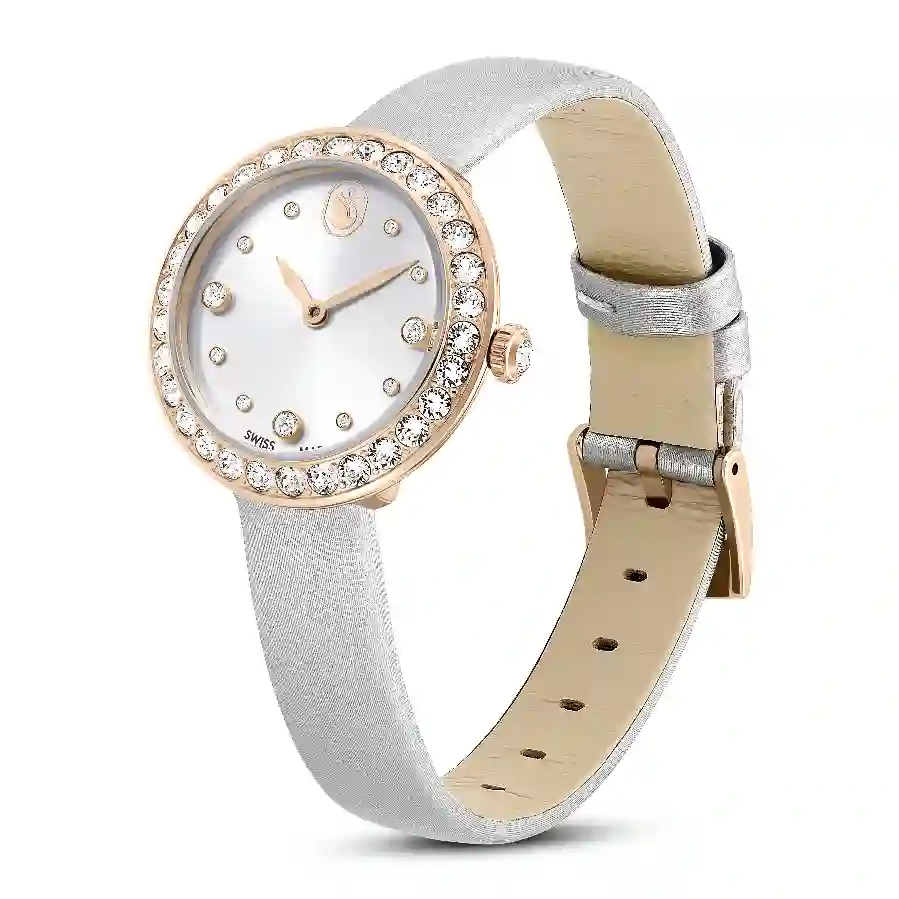 Resim Matrix Tennis Saat, İsviçre Üretimi, Deri kayış, Gri, Pembe altın rengi yüzey