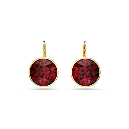 Resim Bella damla küpeler, Yuvarlak kesim, Kırmızı, Altın rengi kaplama