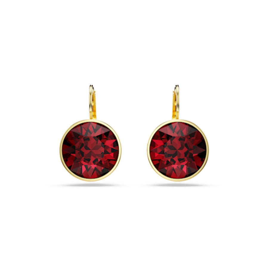 Resim Bella damla küpeler, Yuvarlak kesim, Kırmızı, Altın rengi kaplama