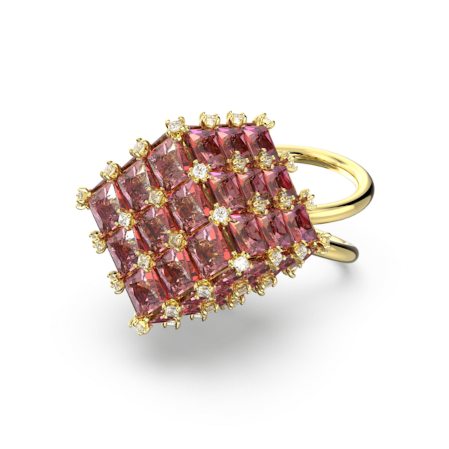 Resim Curiosa Kokteyl Yüzüğü, Kare kesim, Turuncu, Altın rengi kaplama