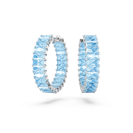 Resim Matrix halka küpeler, Baget kesim, Mavi, Rodyum kaplama