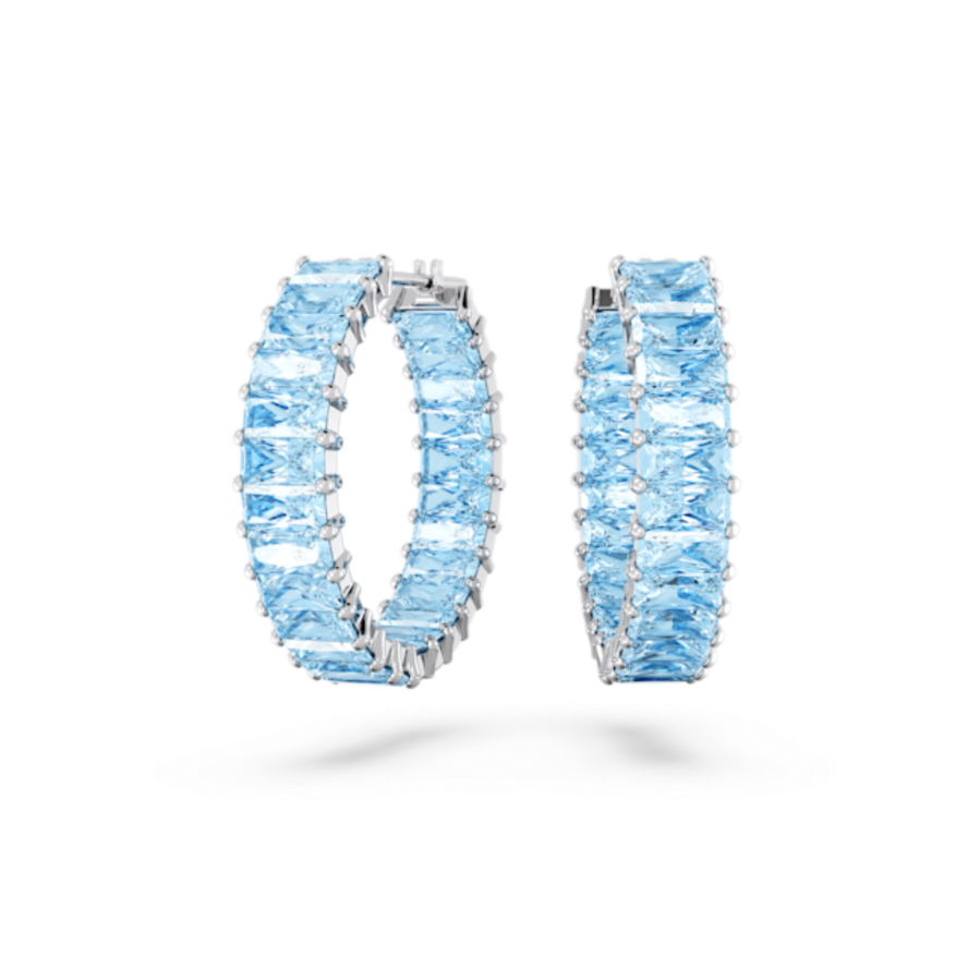 Resim Matrix halka küpeler, Baget kesim, Mavi, Rodyum kaplama