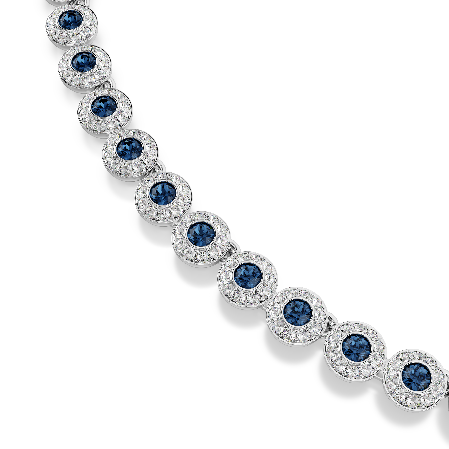 Resim Una Angelic Tennis kolye, Yuvarlak kesim, Mavi, Rodyum kaplama