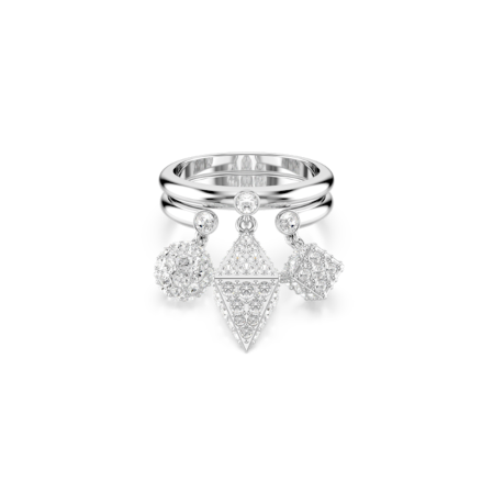 Resim Dextera Yüzük, Set (2), Küre ve küp, Beyaz, Rodyum kaplama